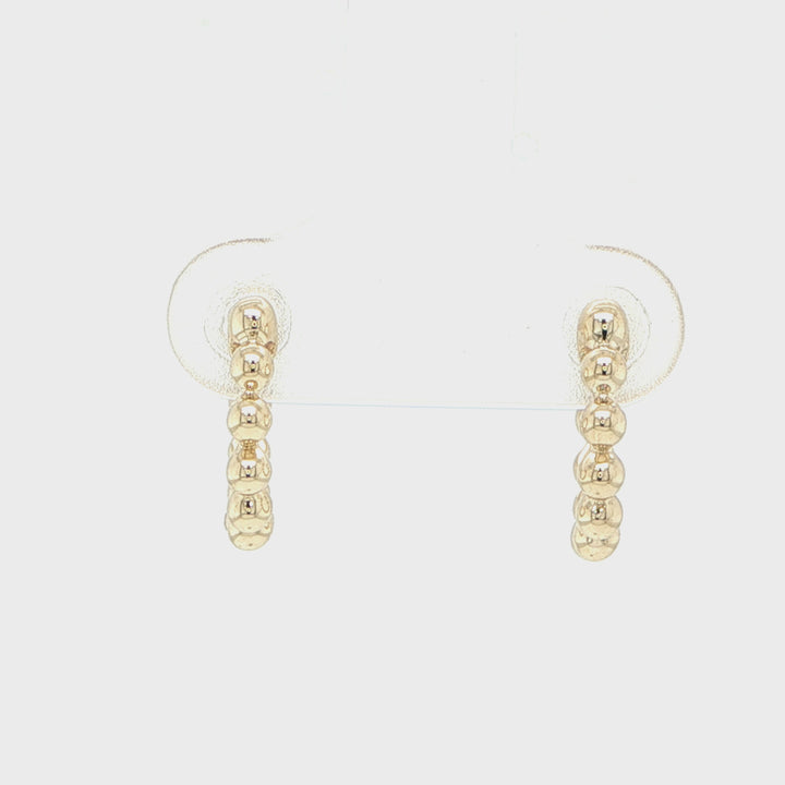14K Yellow Gold Ball Hoop Earrings