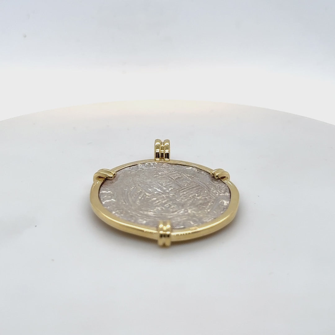 18K Yellow Gold & Sterling Silver Ancient Coin Pendant