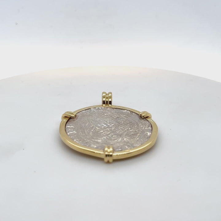 18K Yellow Gold & Sterling Silver Ancient Coin Pendant
