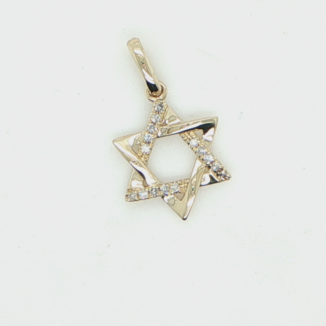 14K Yellow Gold Diamond Star of David Pendant