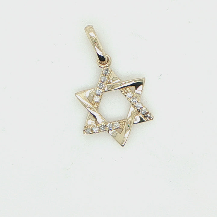 14K Yellow Gold Diamond Star of David Pendant