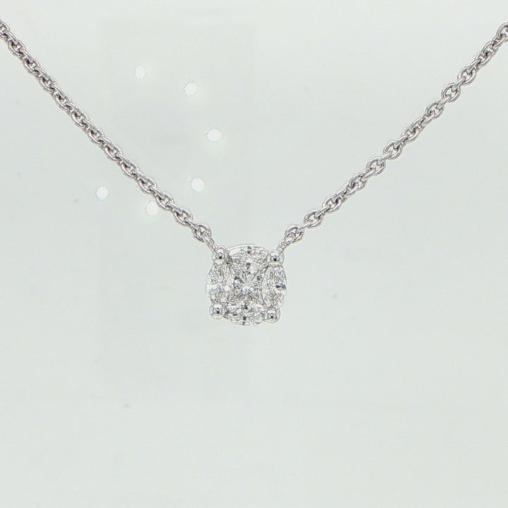 18K White Gold Marquise & Pear Diamond Circle Necklace