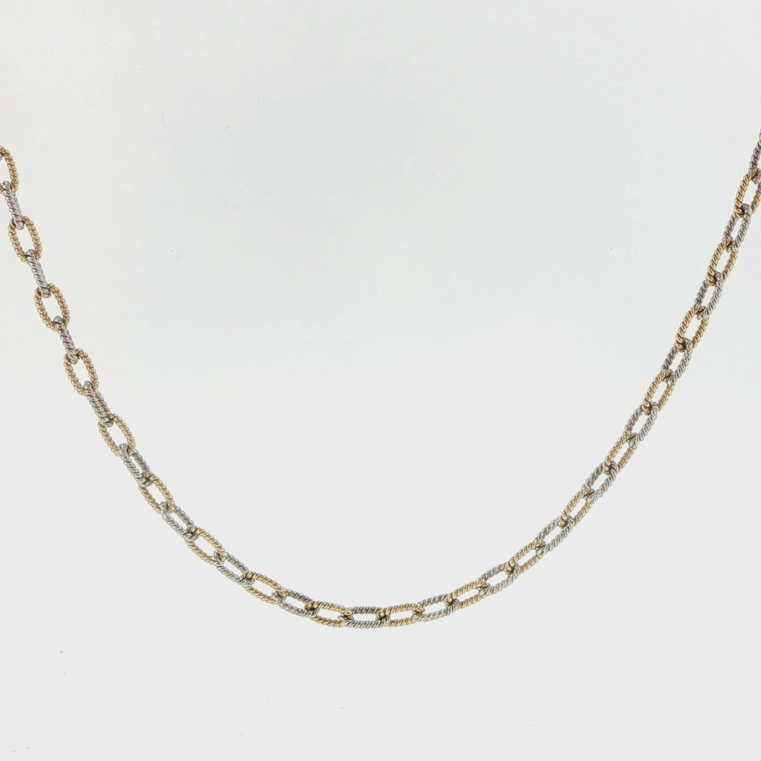 14K Yellow Gold Textured Paperclip Chain Necklace