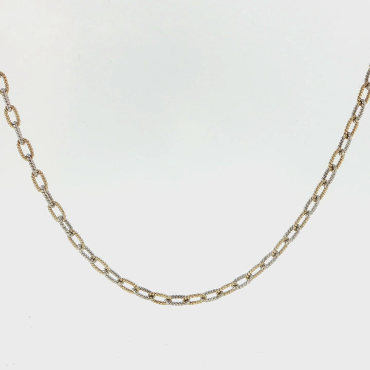 14K Yellow Gold Textured Paperclip Chain Necklace