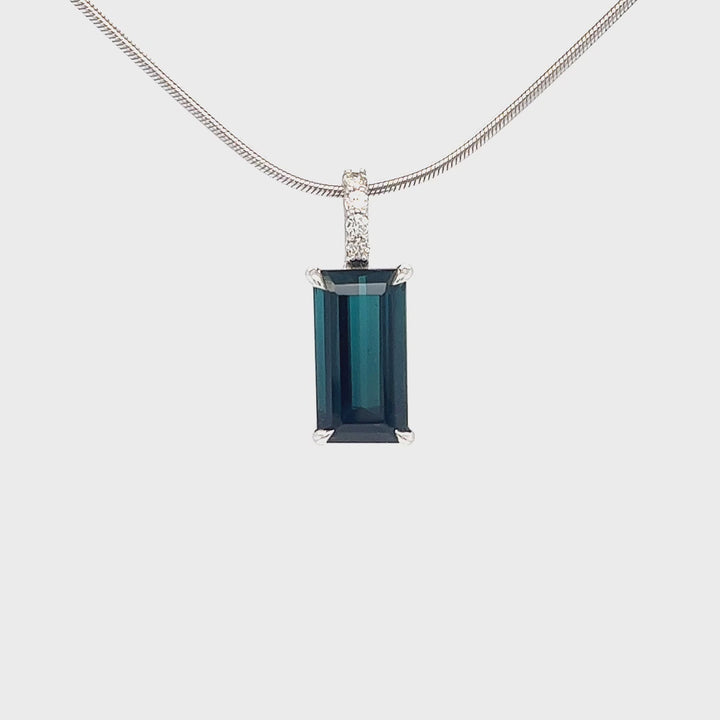 14K White Gold Tourmaline Drop Pendant