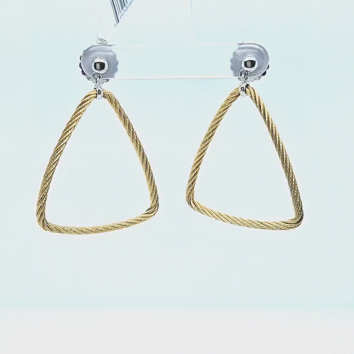 Yellow Cable Open Triangle Drop Earrings