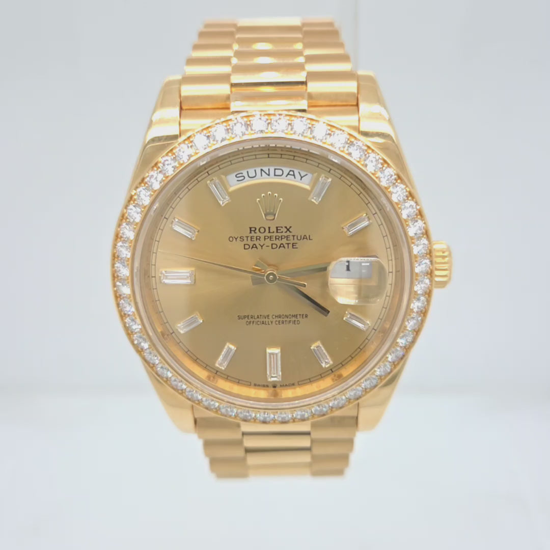 40mm Rolex Day-Date Factory Diamond Dial & Bezel