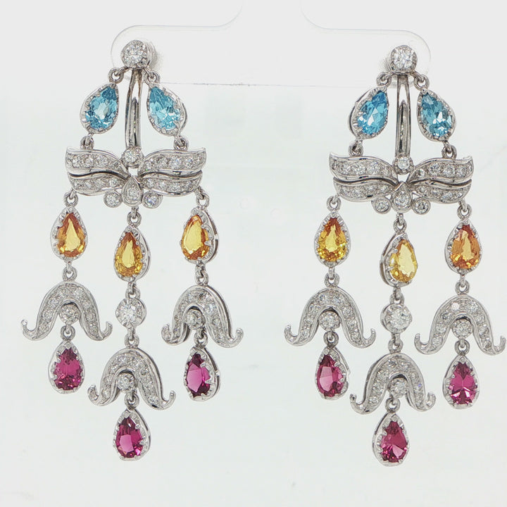 18K White Gold Chandelier Earrings