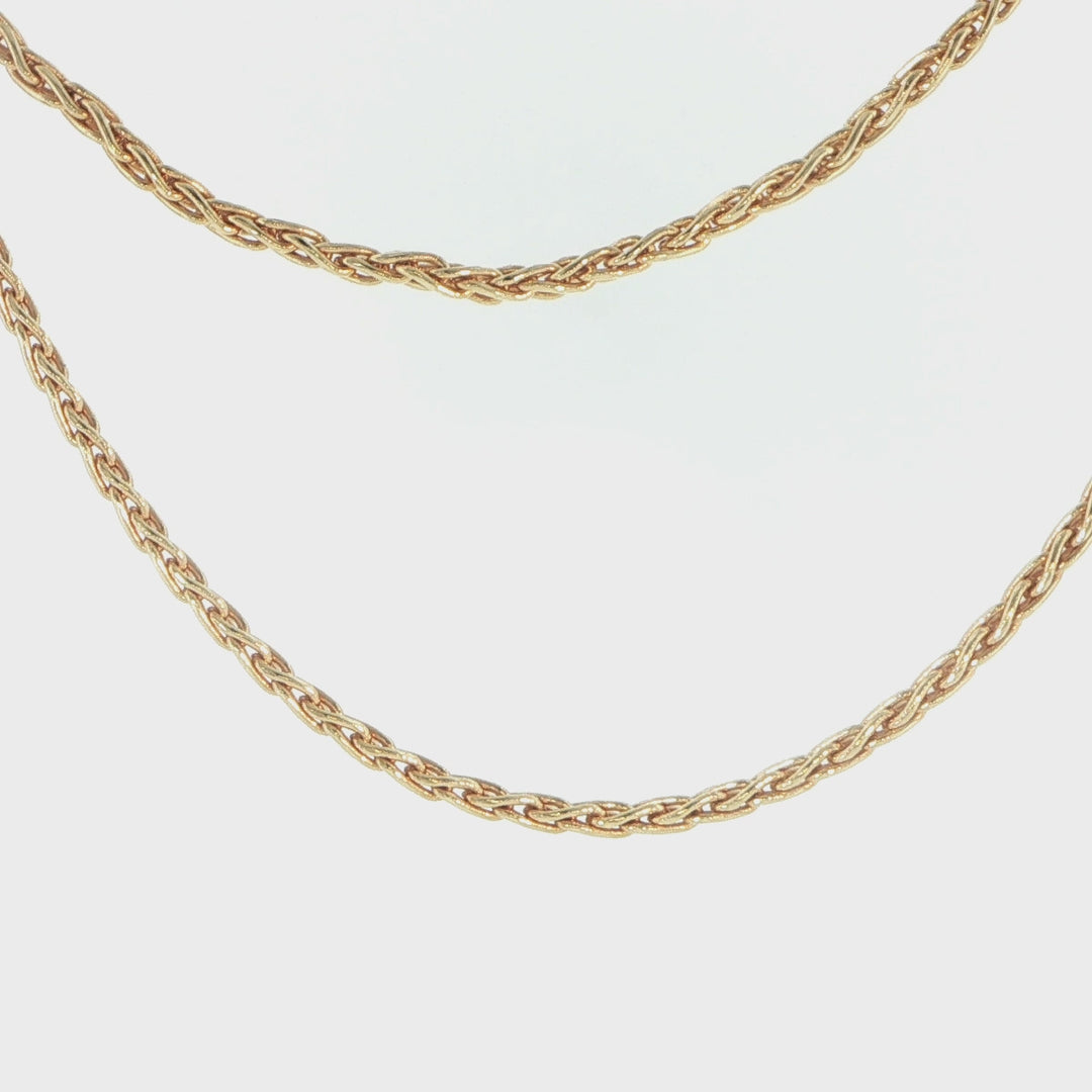 14K Yellow Gold Round Wheat Chain Necklace 2.8mm
