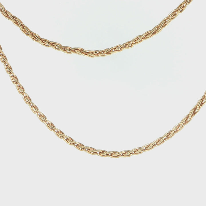 14K Yellow Gold Round Wheat Chain Necklace 2.8mm