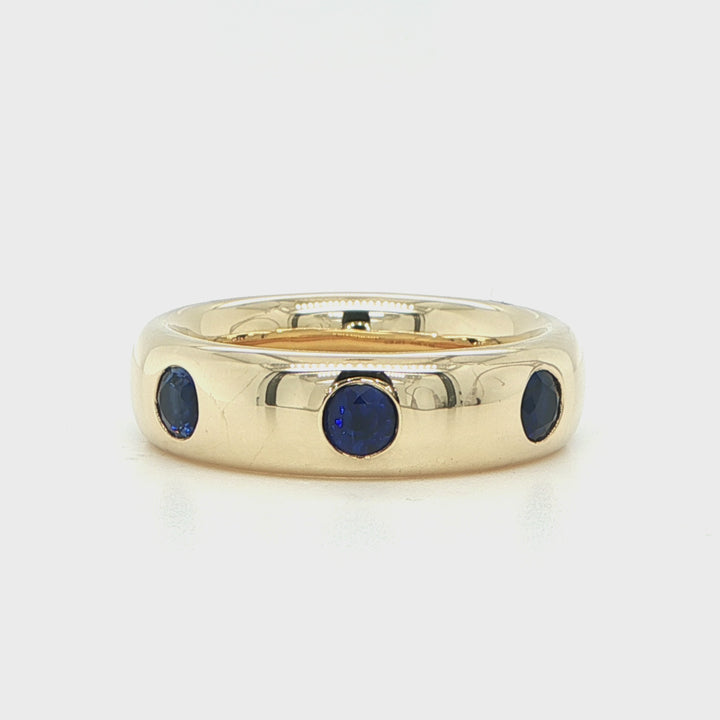 18K Yellow Gold 6.5mm Blue Sapphire Eternity Band