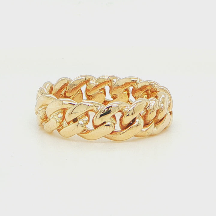 18K Yellow Gold Curb Link Band Ring