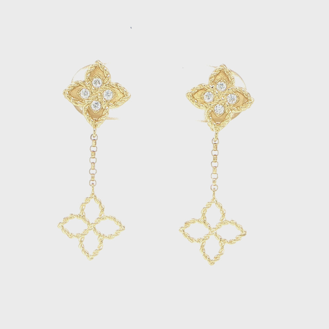 Roberto Coin Love in Verona 18K Yellow Gold Flower Drop Earrings