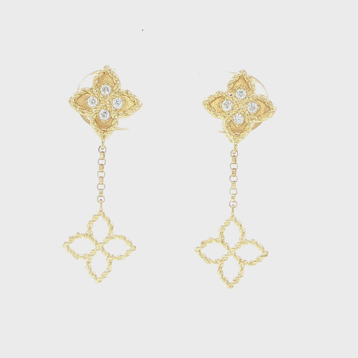 Roberto Coin Love in Verona 18K Yellow Gold Flower Drop Earrings