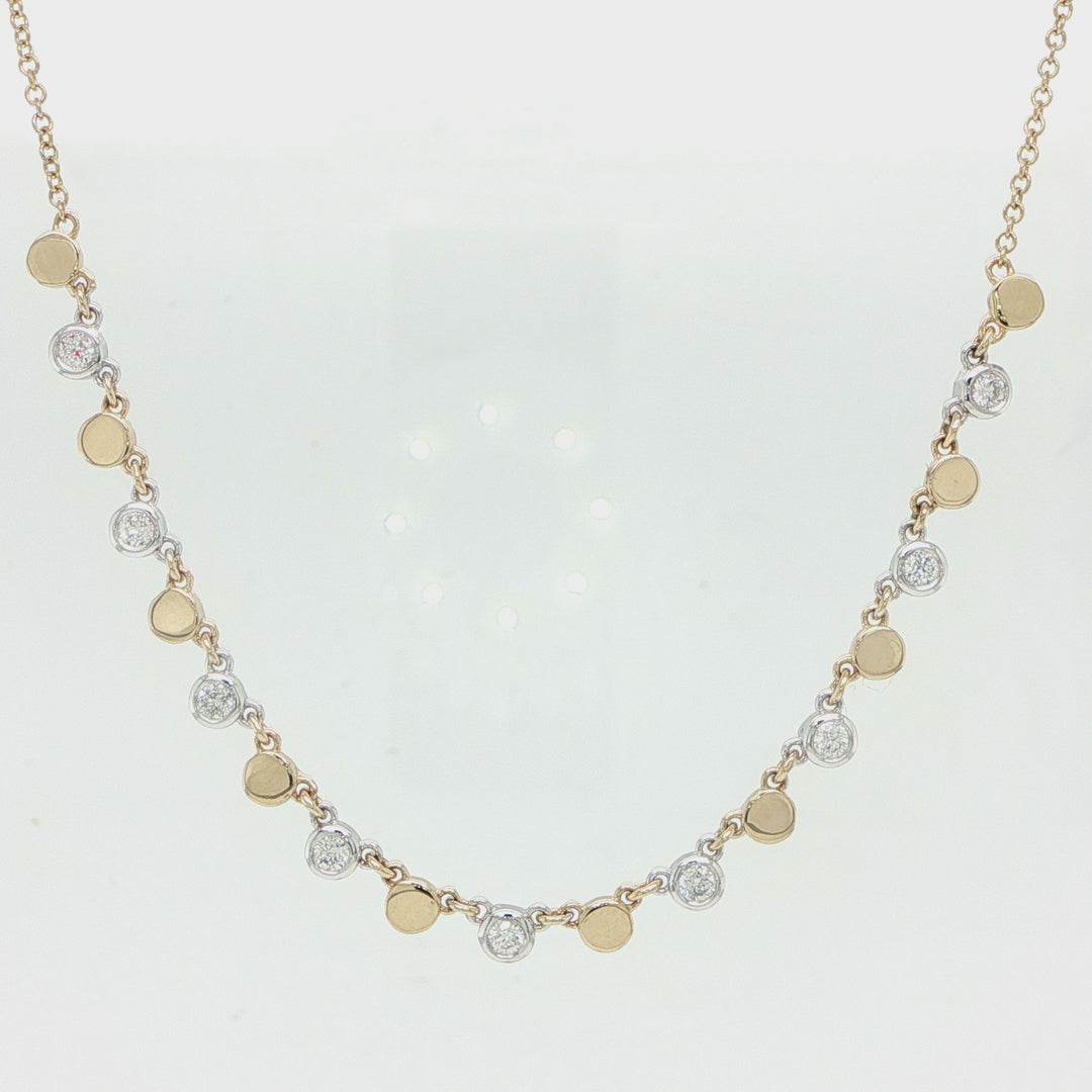 14 Karat White & Yellow Gold Necklace with 0.25 Carats of Diamonds