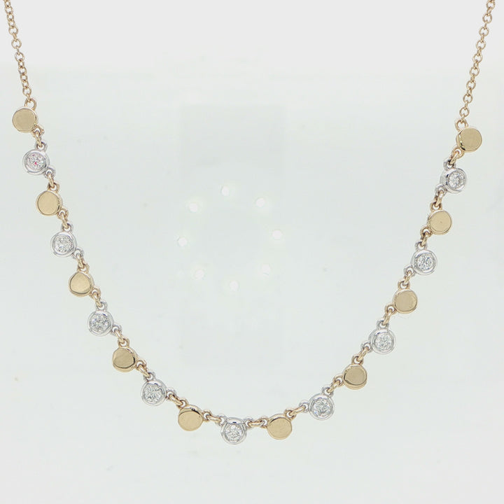 14 Karat White & Yellow Gold Necklace with 0.25 Carats of Diamonds