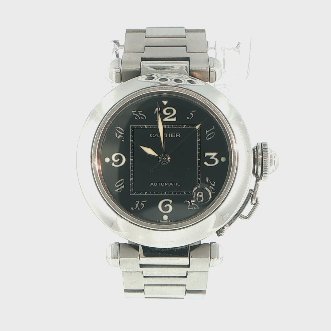 Cartier Pasha 35mm Automatic Stainless Steel Black Dial Watch