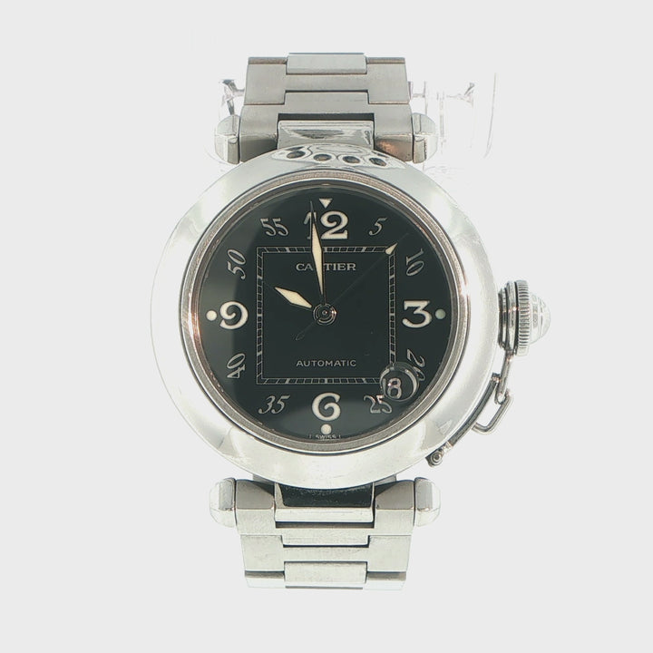 Cartier Pasha 35mm Automatic Stainless Steel Black Dial Watch