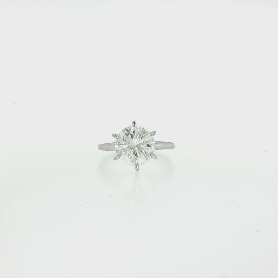 14K White Gold Solitaire 3.25 Carat Round Brilliant Diamond