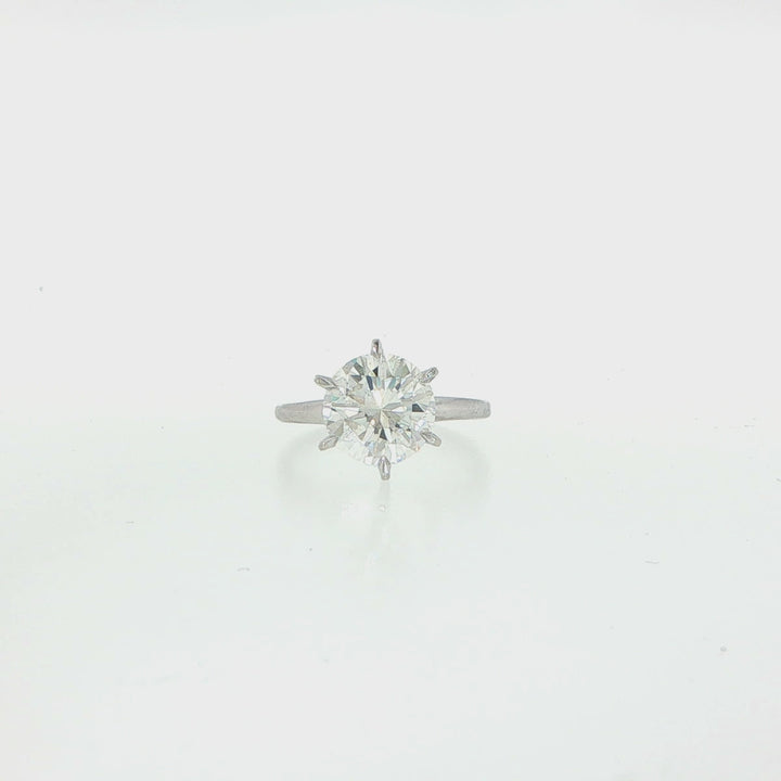 14K White Gold Solitaire 3.25 Carat Round Brilliant Diamond