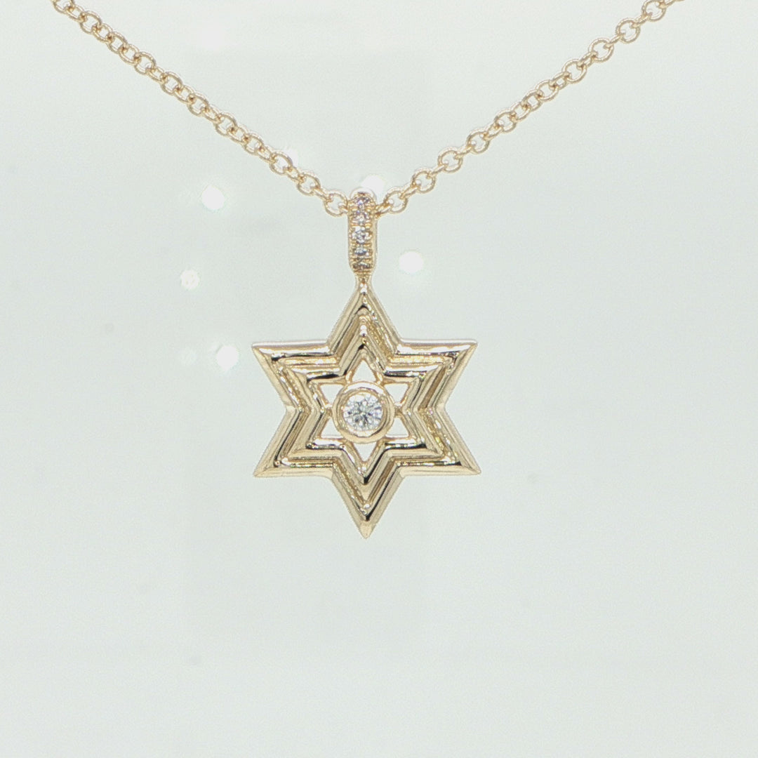 14K Yellow Gold Diamond Star of David Necklace
