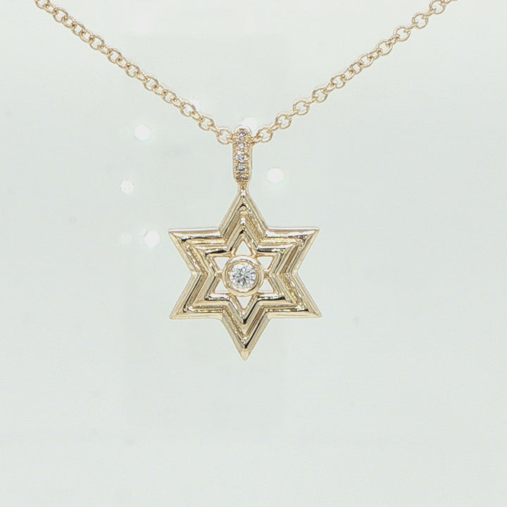 14K Yellow Gold Diamond Star of David Necklace