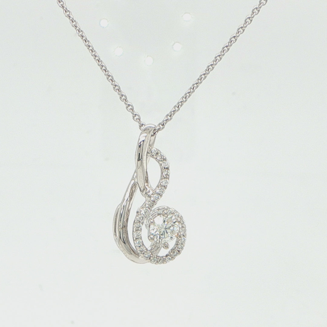 18K White Gold Diamond Swirl Pendant