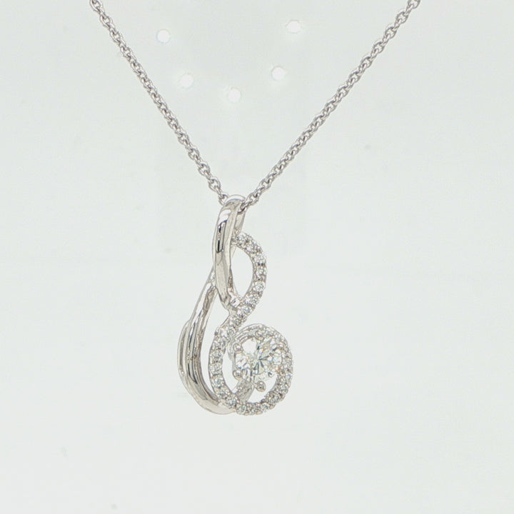 18K White Gold Diamond Swirl Pendant