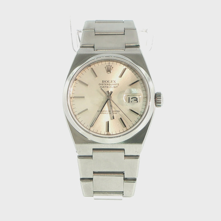 Rolex Oysterquartz Datejust 36mm Stainless Steel Silver Dial