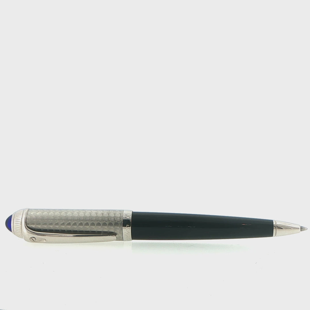 Cartier R de Cartier Ballpoint Pen Steel & Black Resin with Box