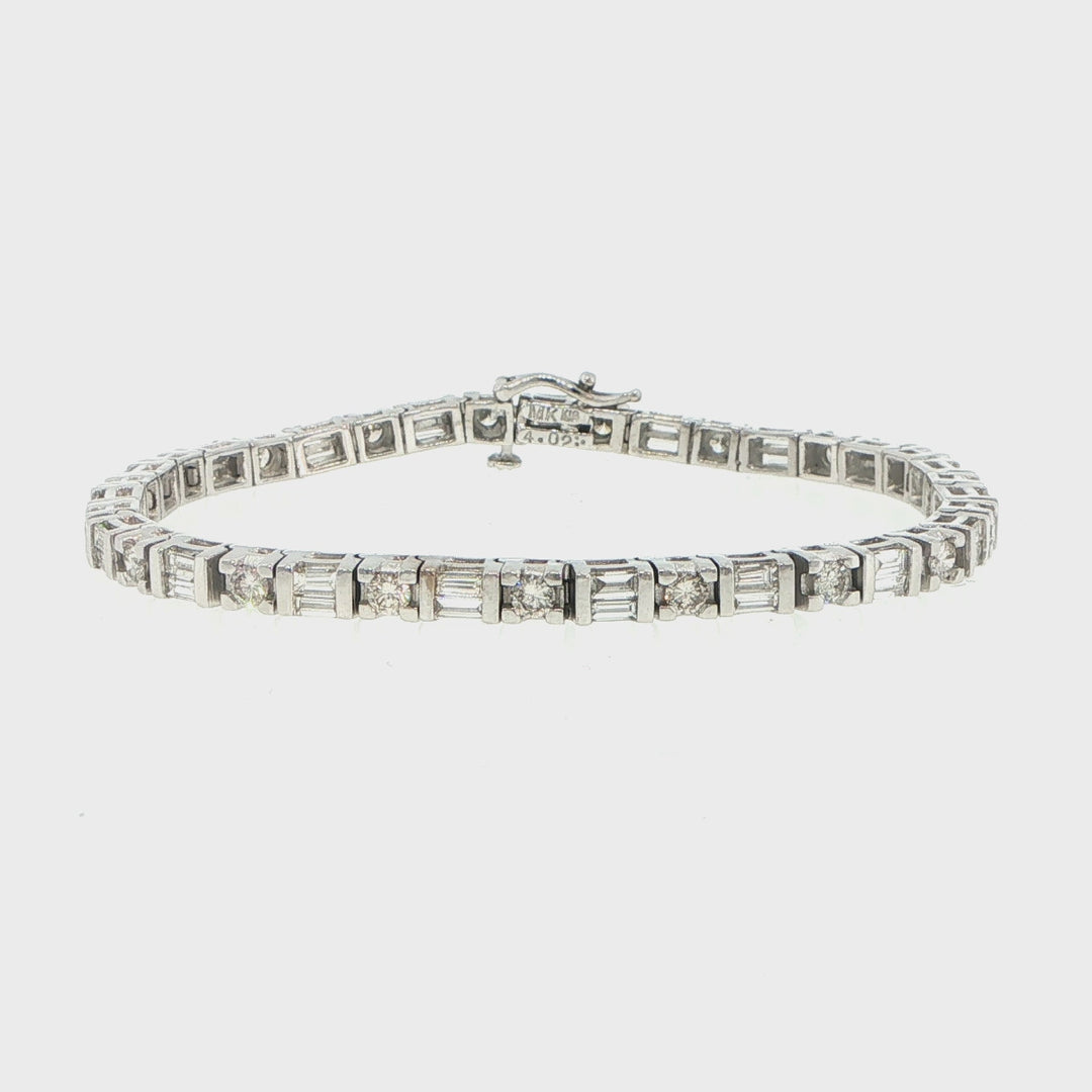 18K White Gold Diamond Dot Dash Tennis Bracelet