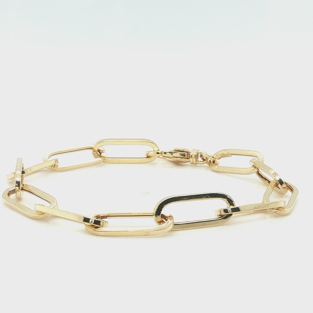 14K Yellow Gold Oval Paperclip Bracelet