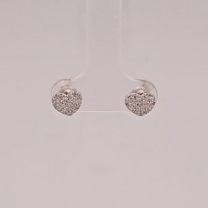 Pave Diamond Heart Stud Earrings
