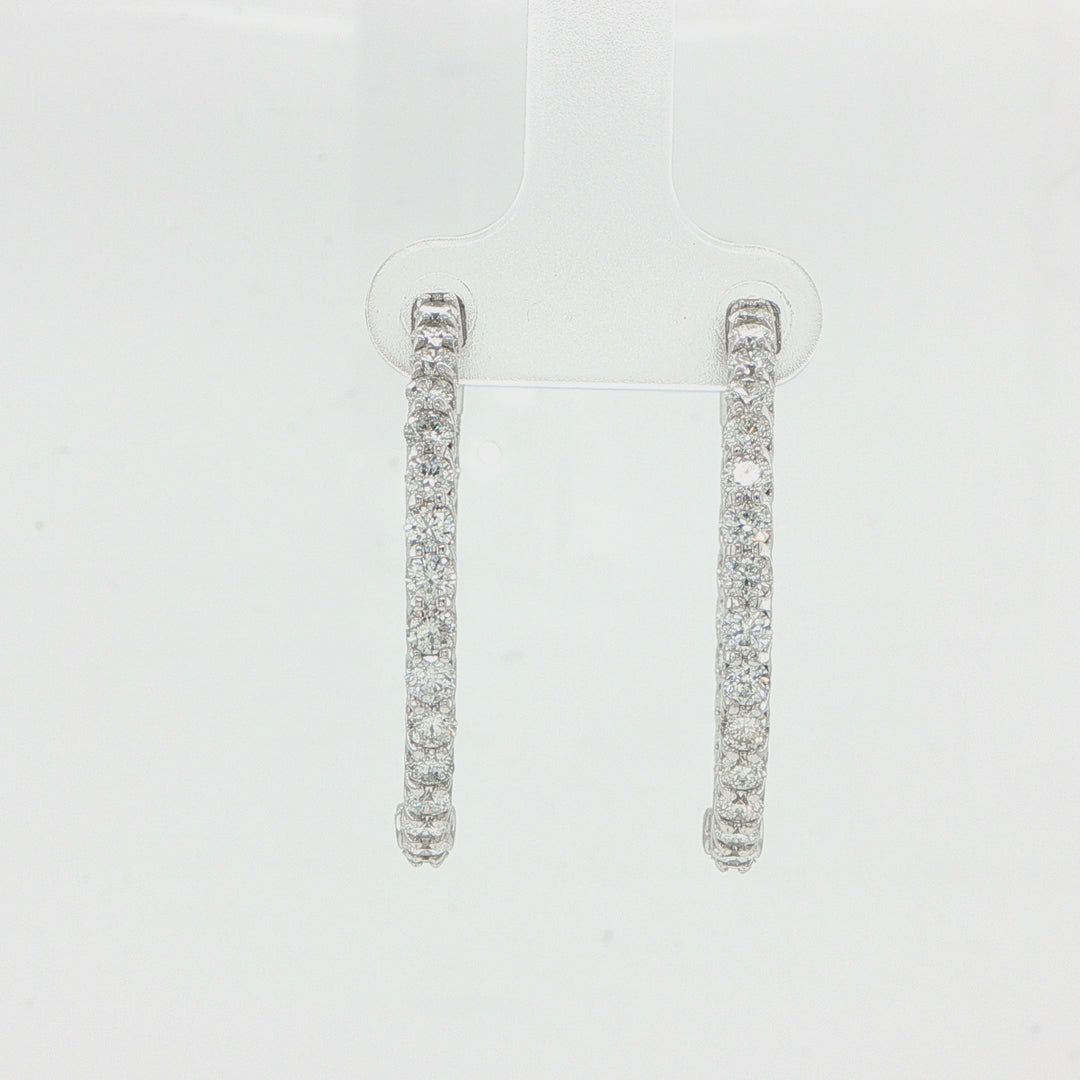 14K White Gold In Out Diamond Hoop Earrings