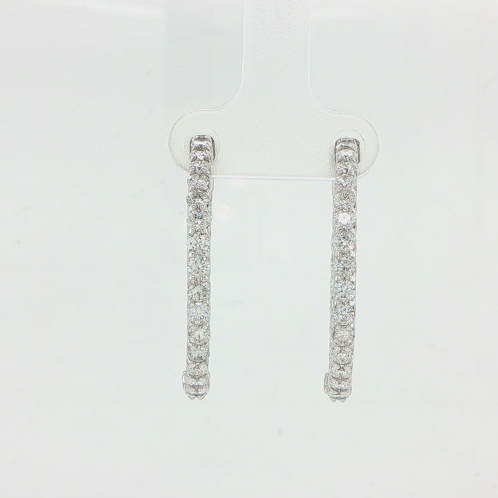 14K White Gold In Out Diamond Hoop Earrings