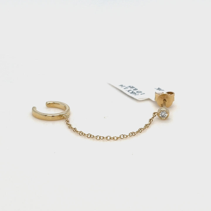 Single Ear Cuff Chain Diamond Stud Earring