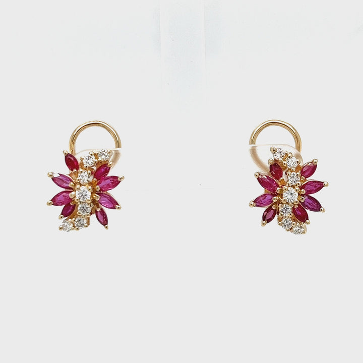 Marquise Ruby and Diamond Earrings