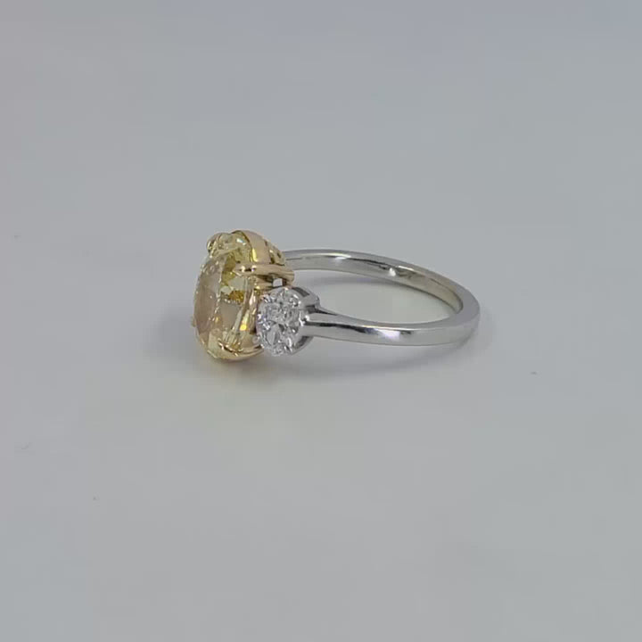 3.02 Carat Fancy Yellow Diamond Ring