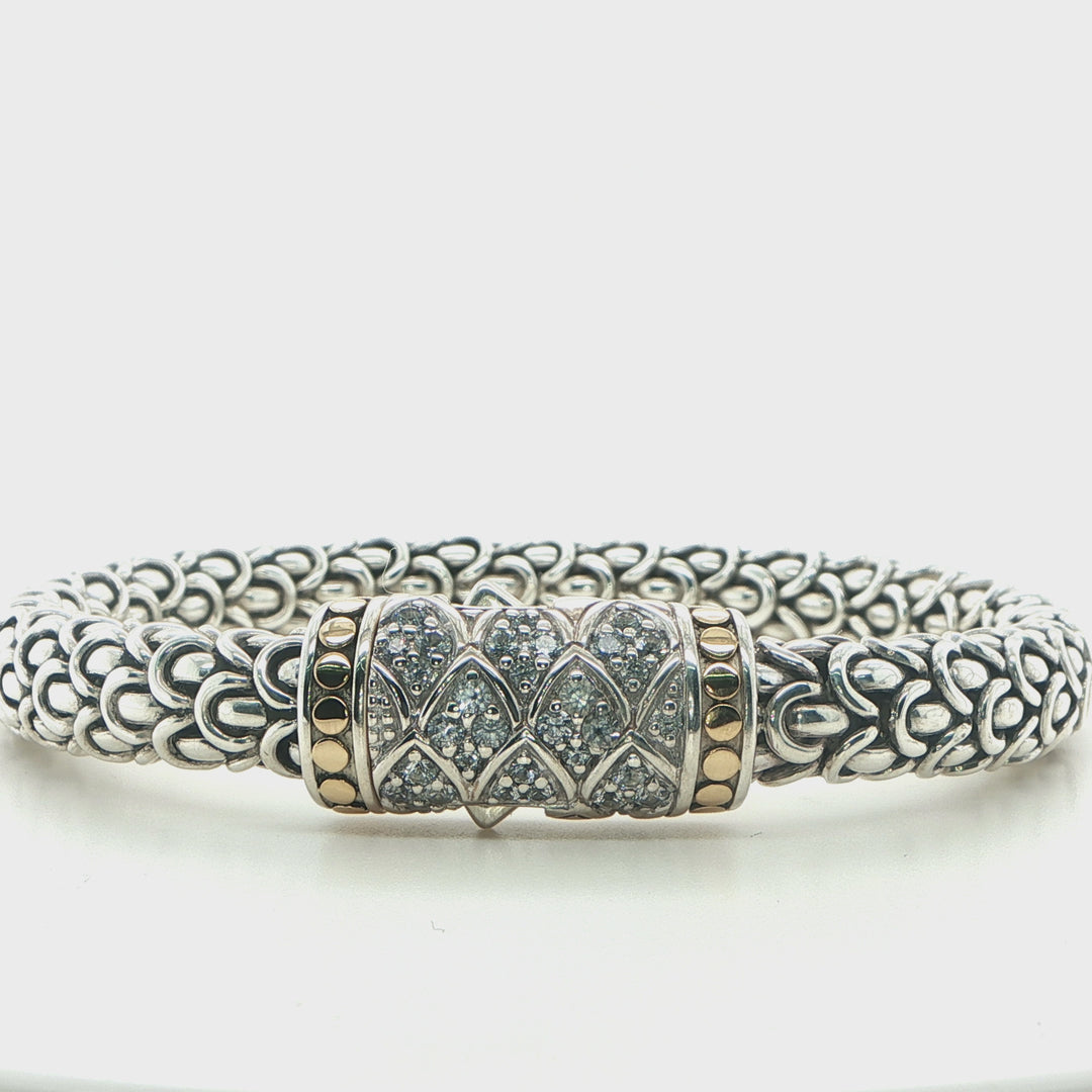John Hardy 18K Gold & Sterling Silver White Sapphire Bracelet