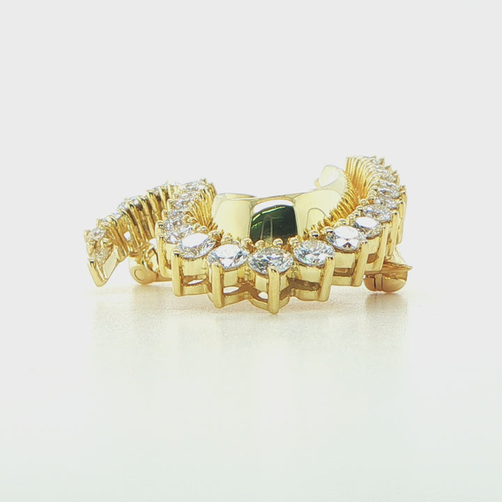 18K Yellow Gold Diamond Swan Pin Brooch