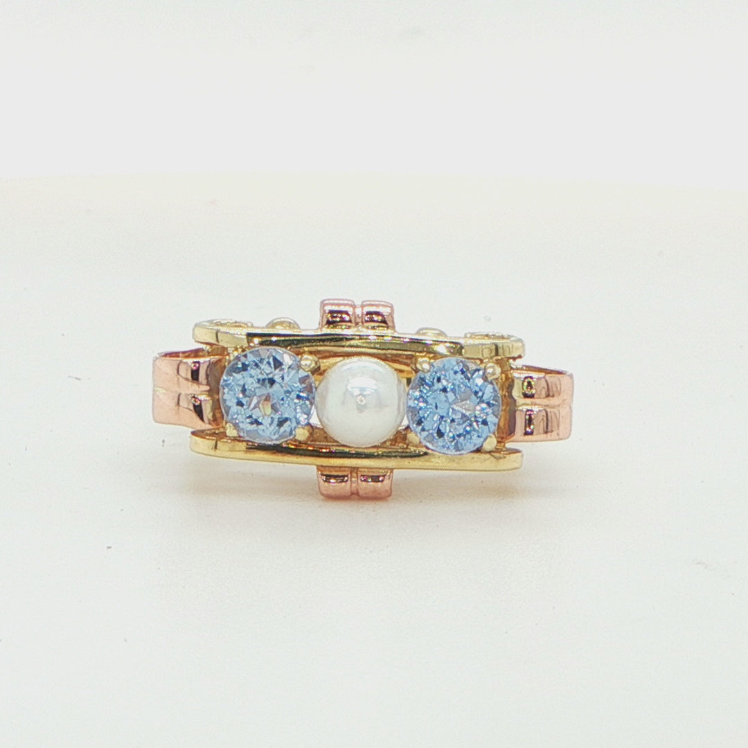 Vintage Pearl and Aquamarine Ring