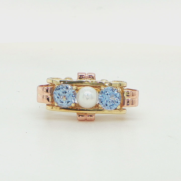 Vintage Pearl and Aquamarine Ring