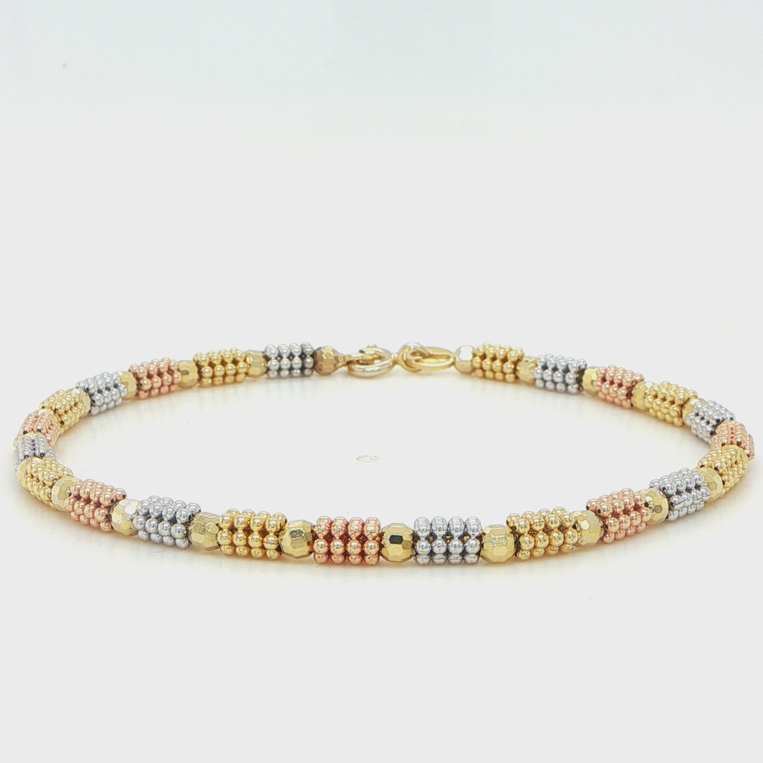 14K Tri-Color Gold 3.2mm Bracelet