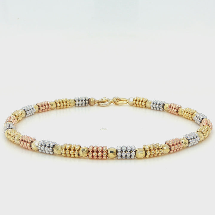 14K Tri-Color Gold 3.2mm Bracelet