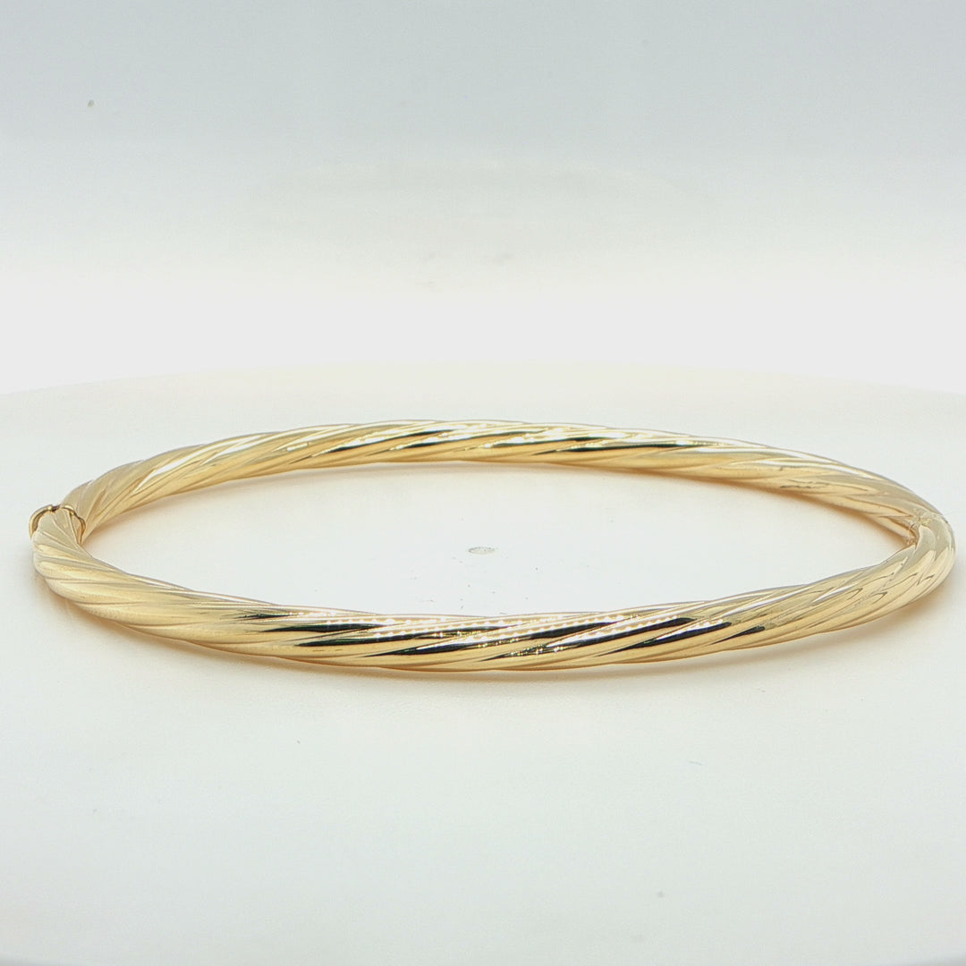 14K Yellow Gold Twist Bangle Bracelet 3.5mm