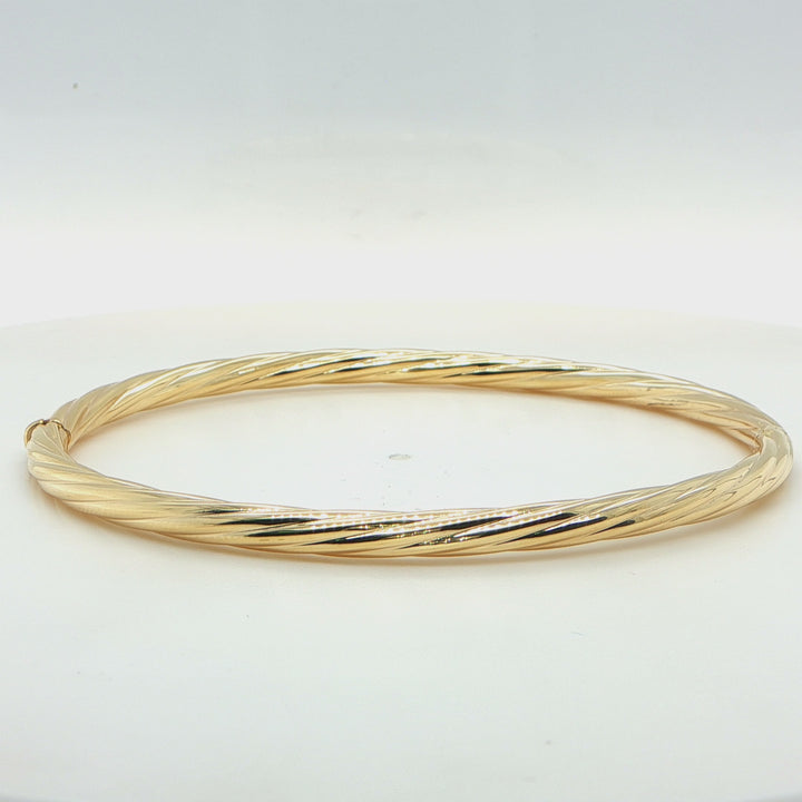 14K Yellow Gold Twist Bangle Bracelet 3.5mm