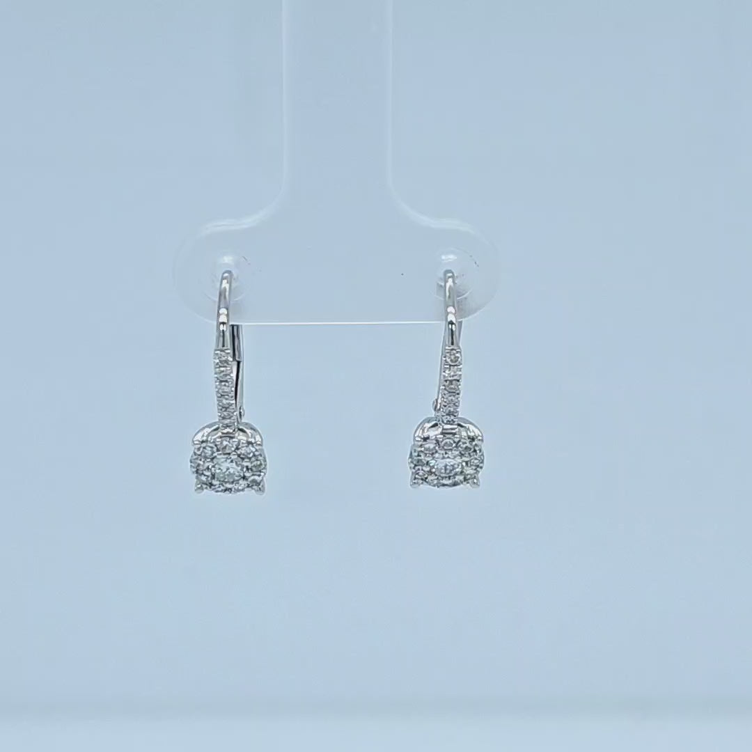 Diamond Cluster Drop Earrings