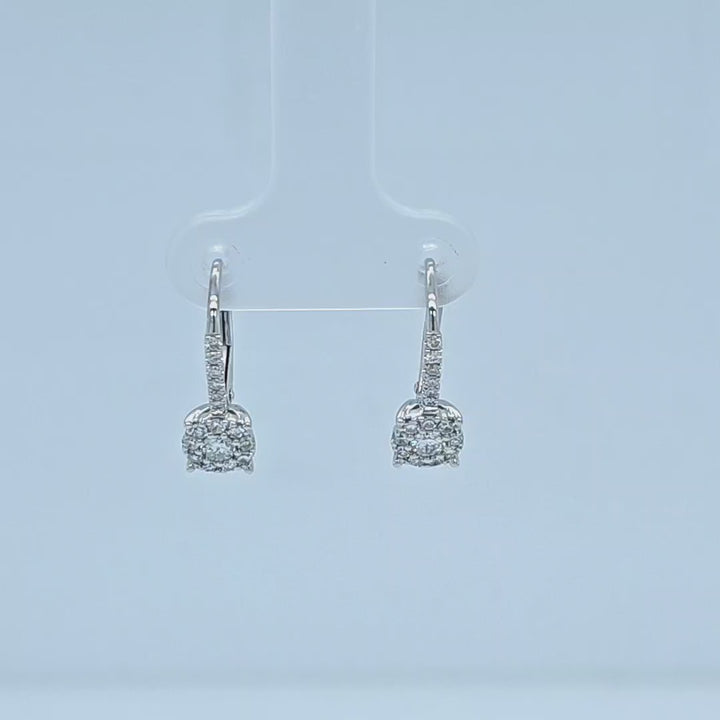 Diamond Cluster Drop Earrings