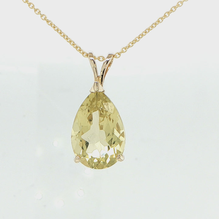 14K Yellow Gold Pear Cut Citrine Pendant