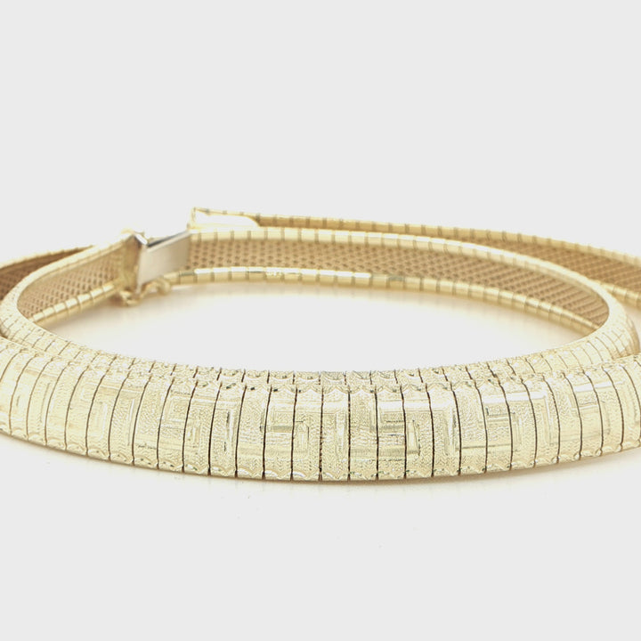 14K Yellow Gold Textured Omega Necklace